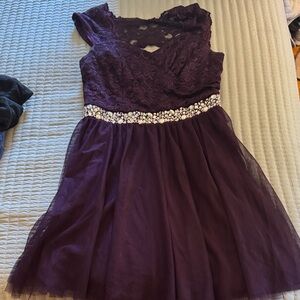 Deb Purple Lace Formal Dress